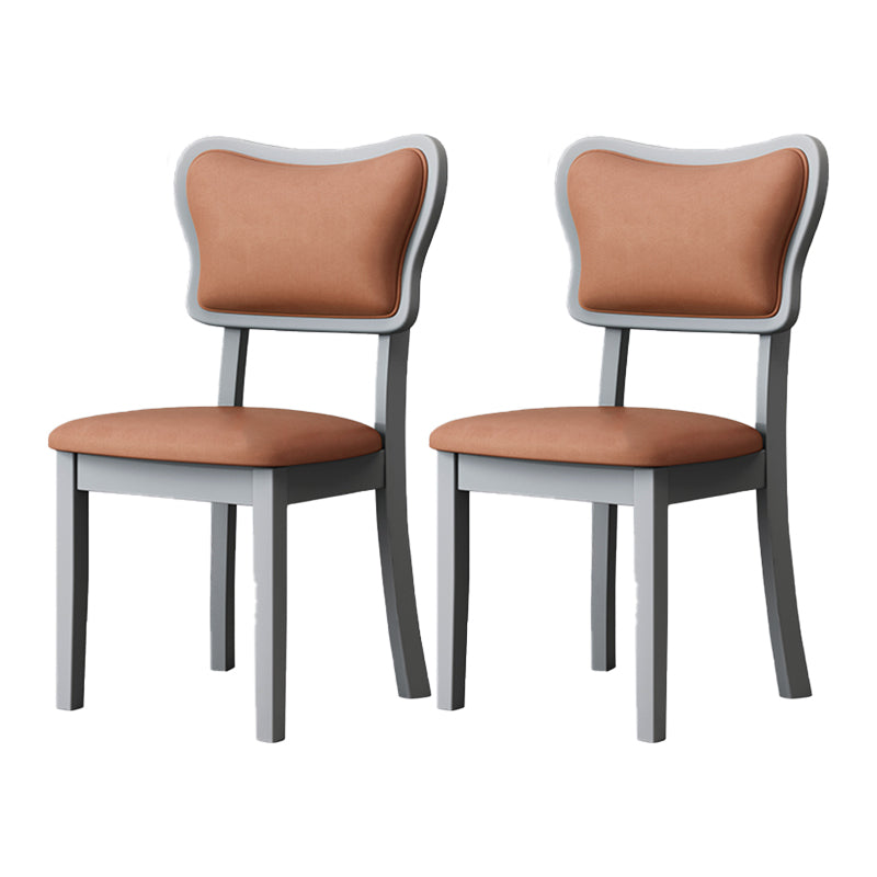Home Silla auxiliar escandinava Silla de comedor tapizada en madera con respaldo abierto (juego de 2)