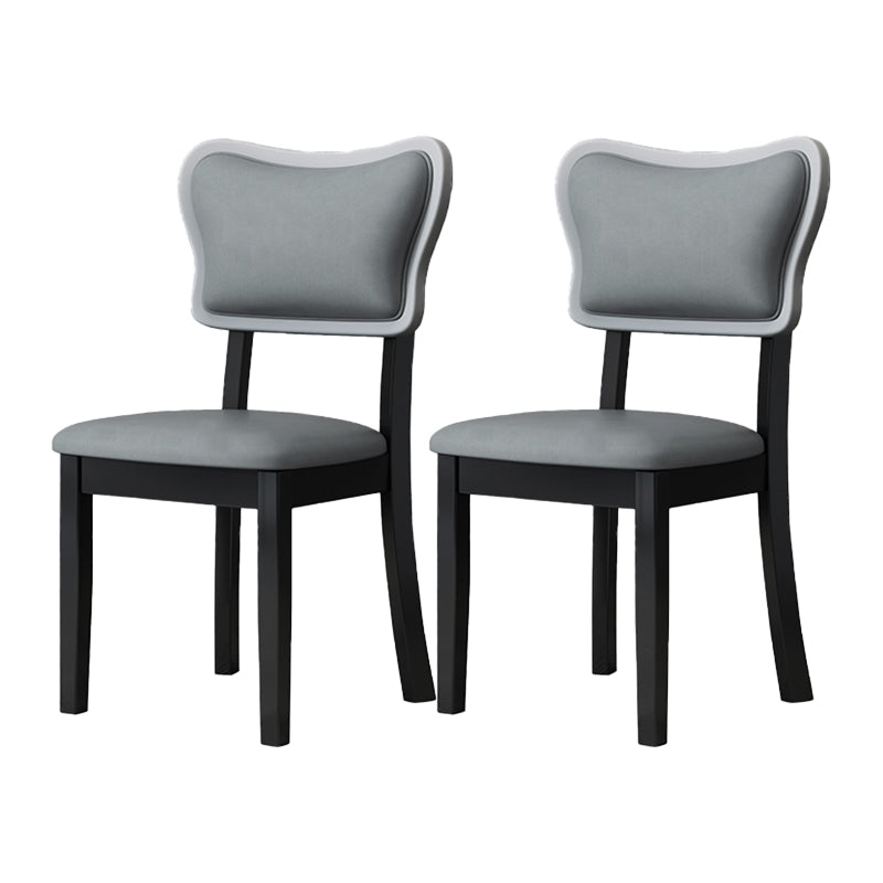 Home Silla auxiliar escandinava Silla de comedor tapizada en madera con respaldo abierto (juego de 2)