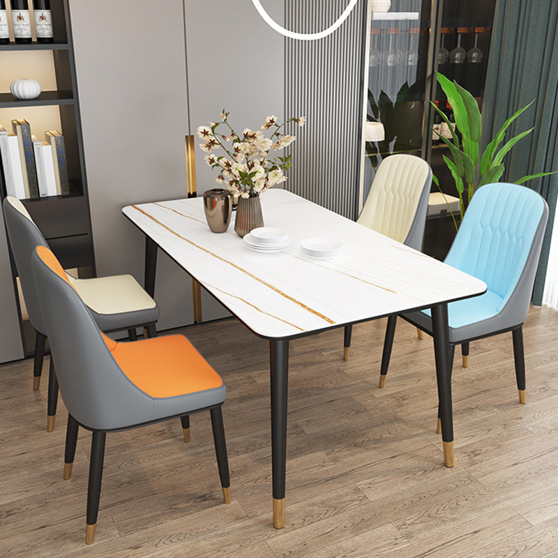 Chaise d'appoint d'intérieur scandinave, dossier Parsons, chaise de salle à manger rembourrée en métal