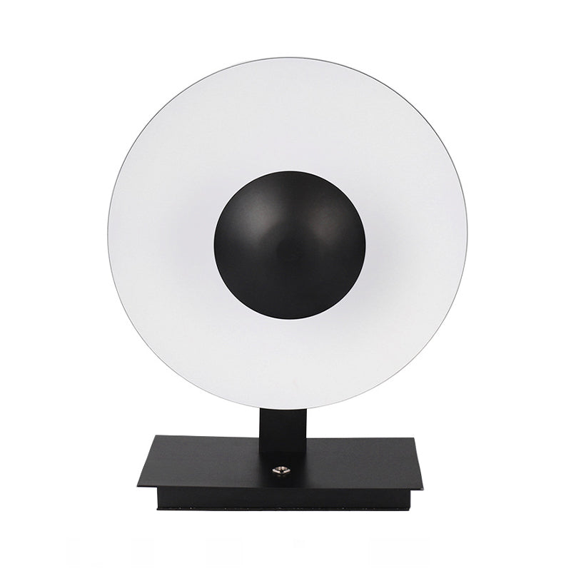 Iluminación de tareas redondas de metal Ligero de lectura LED contemporánea en negro para la cama