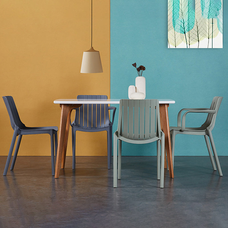 Sillas de comedor de cocina de estilo moderno, sillas de comedor de plástico con brazos apilables