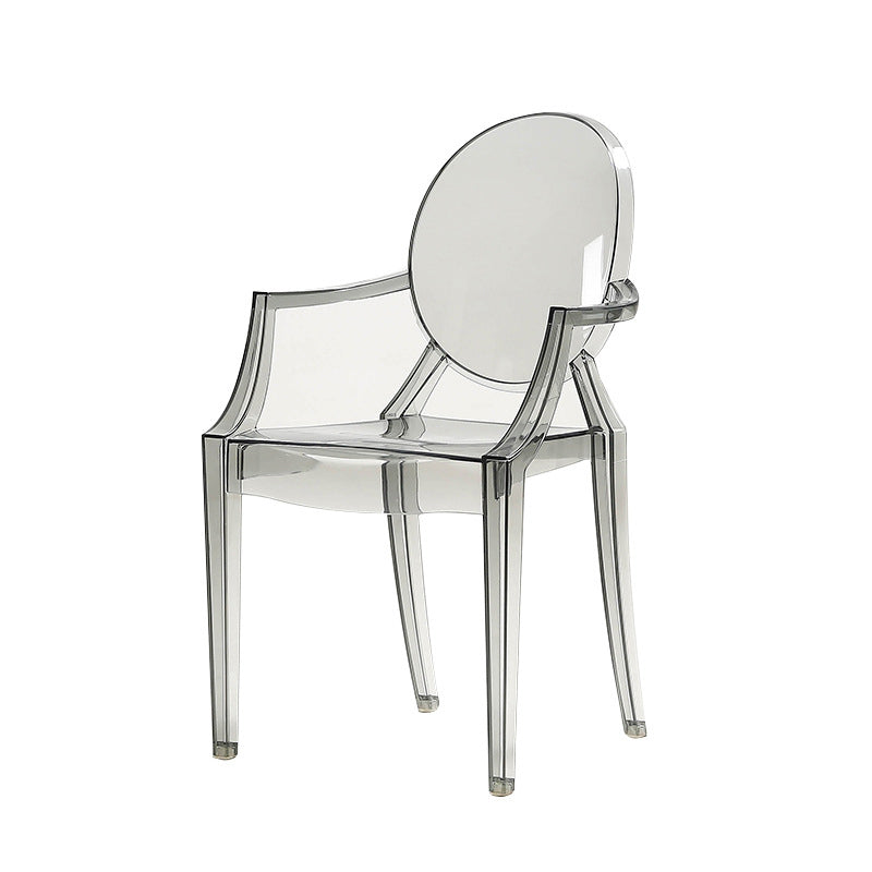 Sillón de plástico contemporáneo para restaurante, silla de comedor transparente con respaldo abierto (juego de 4)