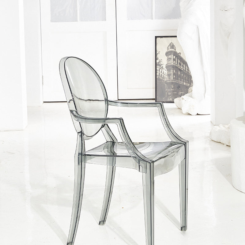 Sillón de plástico contemporáneo para restaurante, silla de comedor transparente con respaldo abierto (juego de 4)