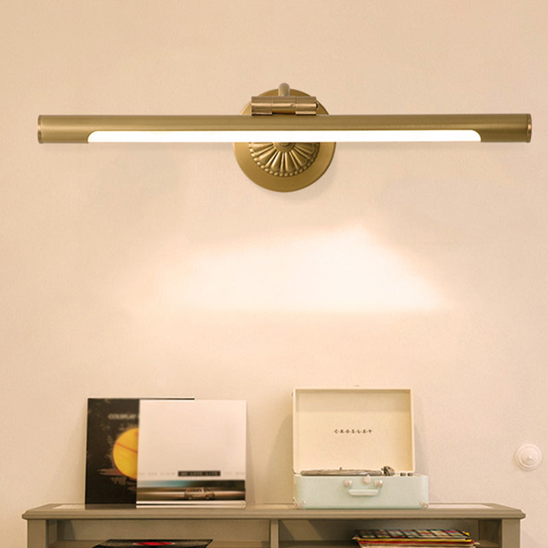 Brass Strip Mirror Light American Style Waterproof 1 Light Wall Lamp for Bathroom