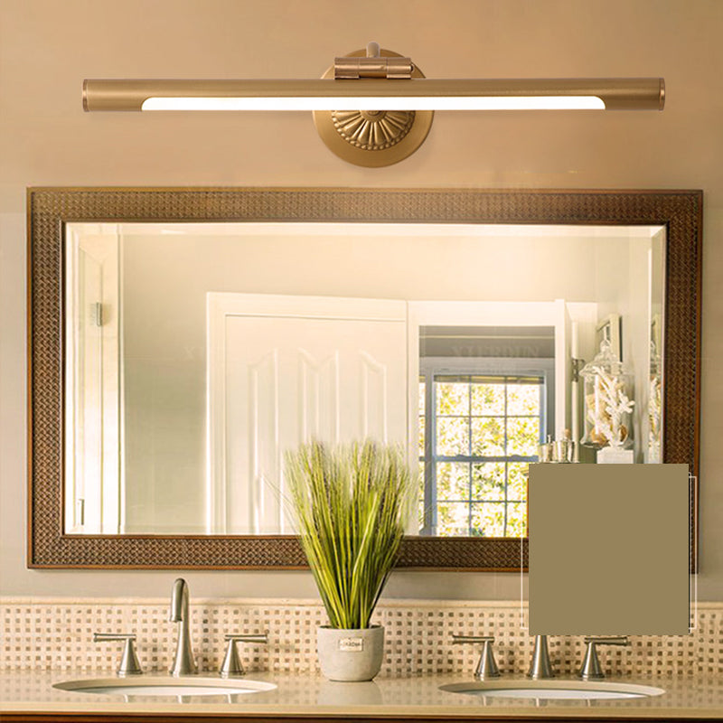 Brass Strip Mirror Light American Style Waterproof 1 Light Wall Lamp for Bathroom