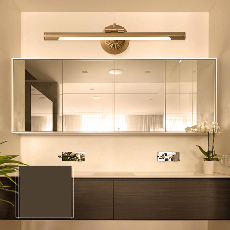 Brass Strip Mirror Light American Style Waterproof 1 Light Wall Lamp for Bathroom