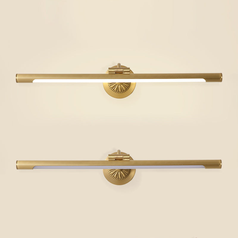 Brass Strip Mirror Light American Style Waterproof 1 Light Wall Lamp for Bathroom