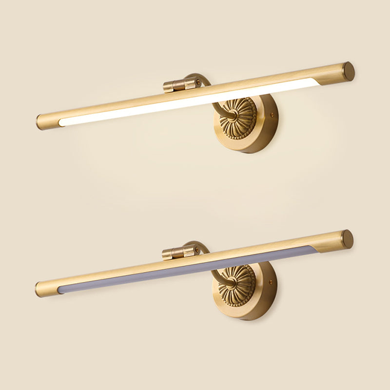 Brass Strip Mirror Light American Style Waterproof 1 Light Wall Lamp for Bathroom