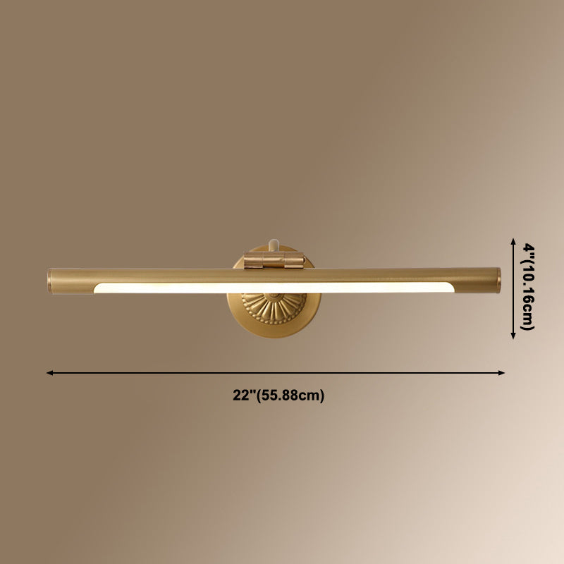 Brass Strip Mirror Light American Style Waterproof 1 Light Wall Lamp for Bathroom