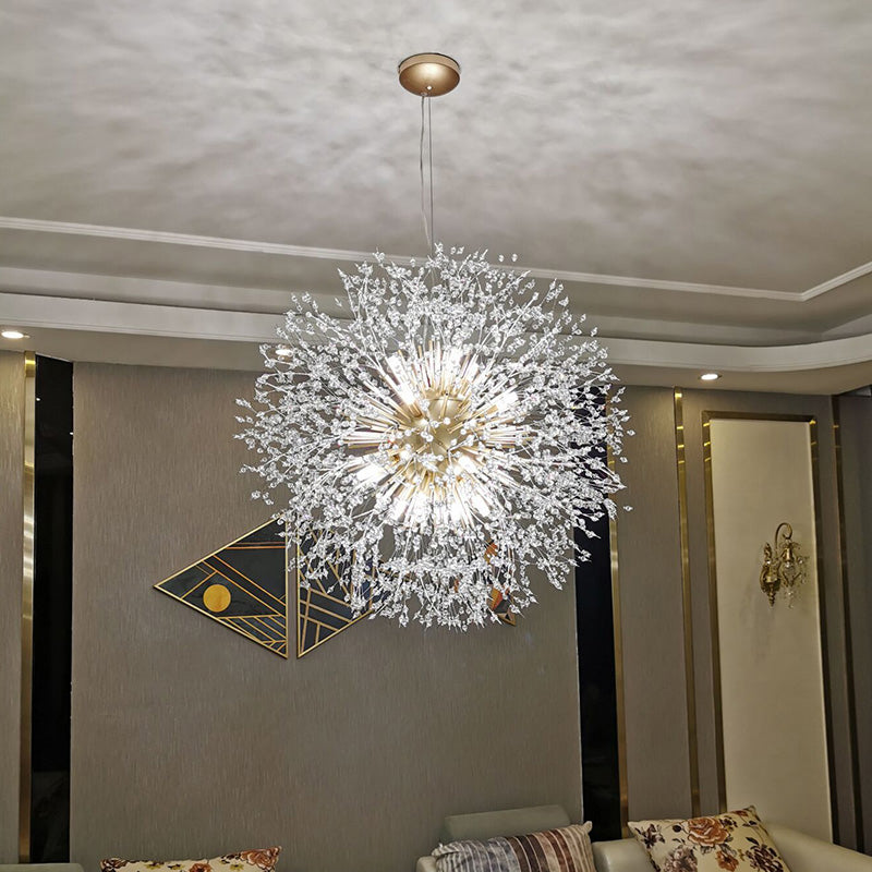 Aparte de iluminación suspendido de diente de león luces colgantes colgantes de múltiples cabezas múltiples con cristal