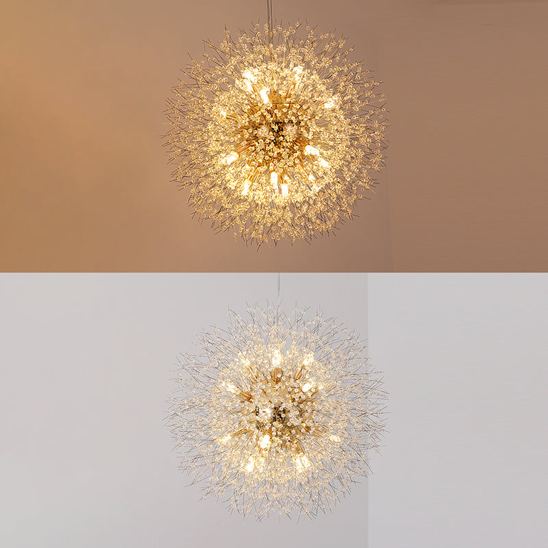 Aparte de iluminación suspendido de diente de león luces colgantes colgantes de múltiples cabezas múltiples con cristal