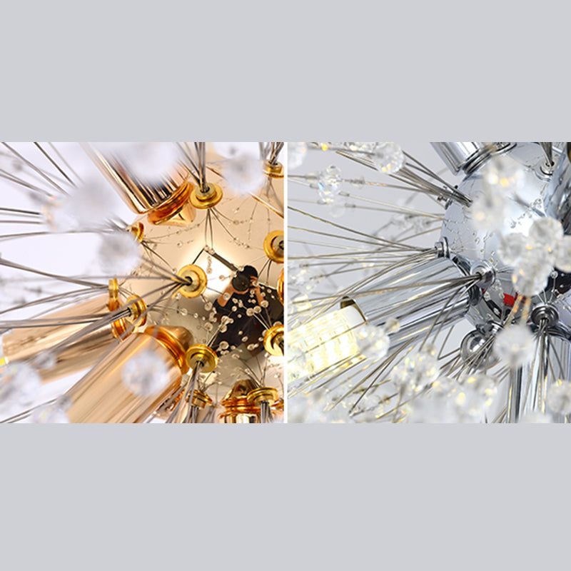 Aparte de iluminación suspendido de diente de león luces colgantes colgantes de múltiples cabezas múltiples con cristal