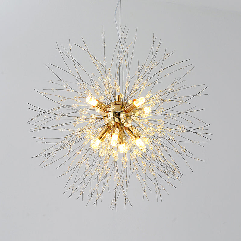Aparte de iluminación suspendido de diente de león luces colgantes colgantes de múltiples cabezas múltiples con cristal