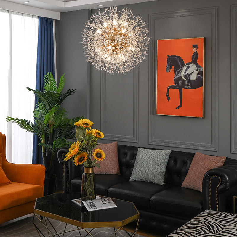 Aparte de iluminación suspendido de diente de león luces colgantes colgantes de múltiples cabezas múltiples con cristal