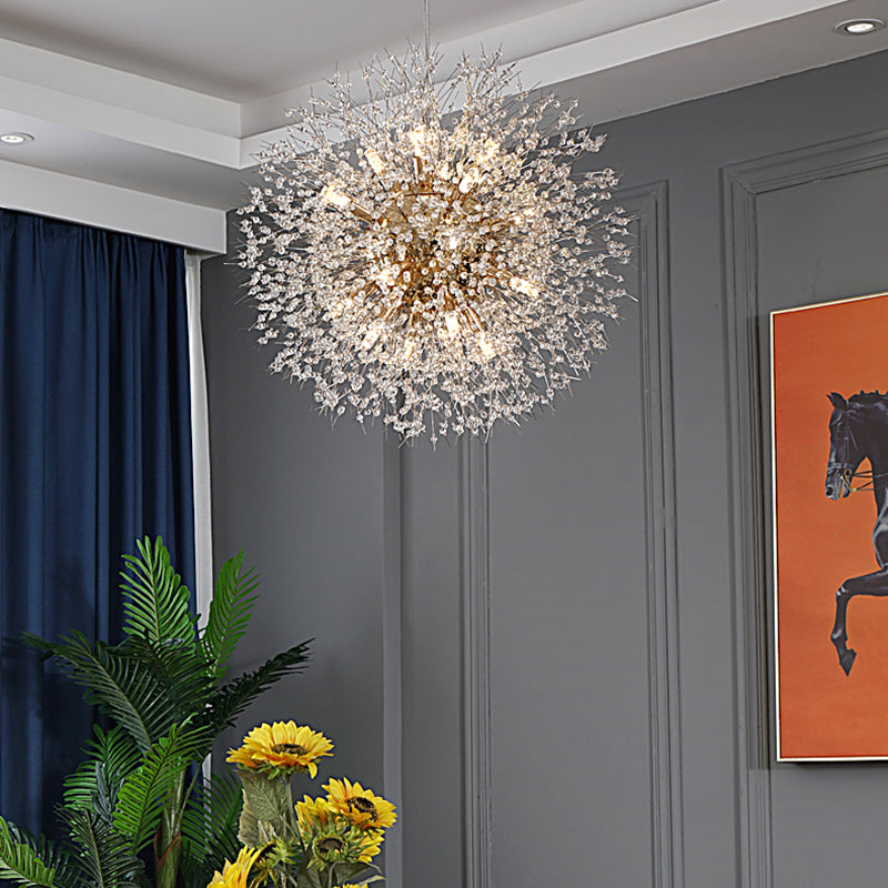 Aparte de iluminación suspendido de diente de león luces colgantes colgantes de múltiples cabezas múltiples con cristal