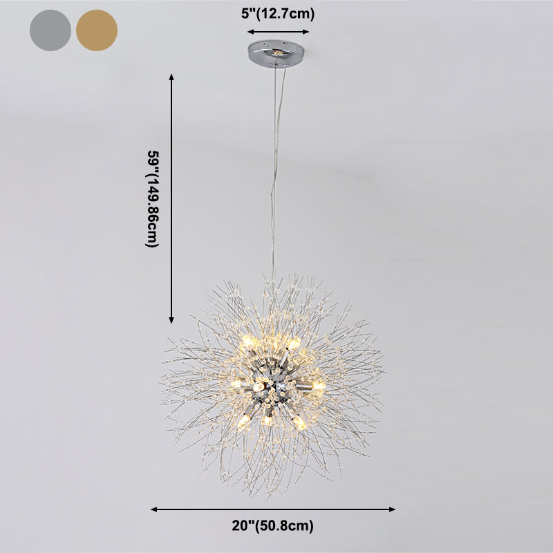 Aparte de iluminación suspendido de diente de león luces colgantes colgantes de múltiples cabezas múltiples con cristal
