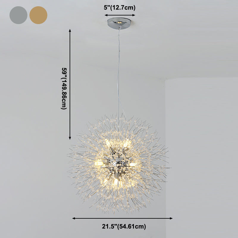 Aparte de iluminación suspendido de diente de león luces colgantes colgantes de múltiples cabezas múltiples con cristal