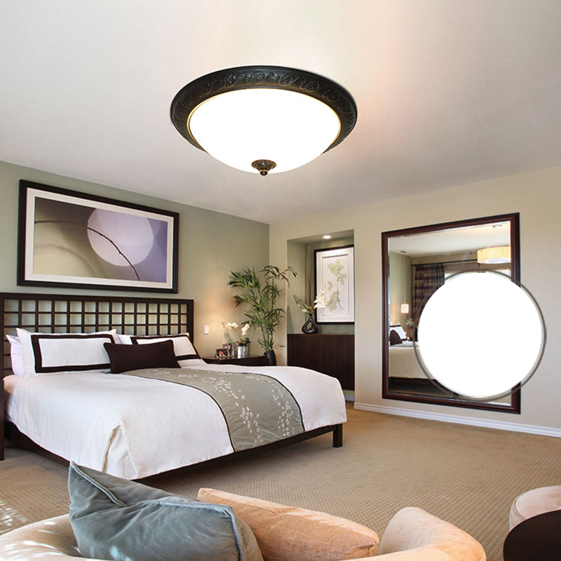 Traditional Flush Mount Ceiling Light Fixtures Simple Ceiling Lamp with Glass Shade