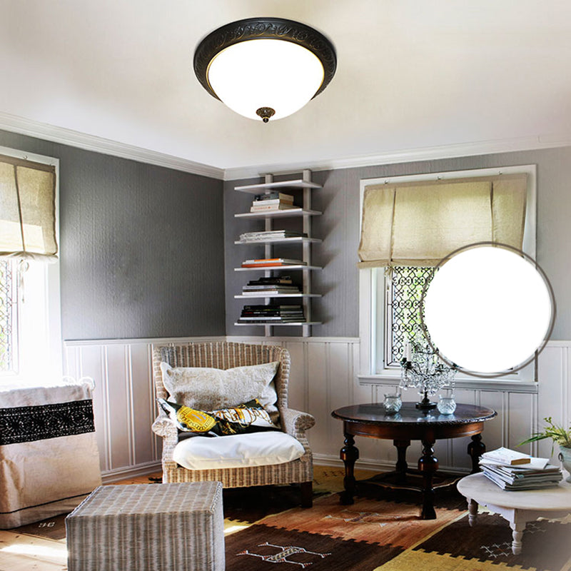 Traditional Flush Mount Ceiling Light Fixtures Simple Ceiling Lamp with Glass Shade