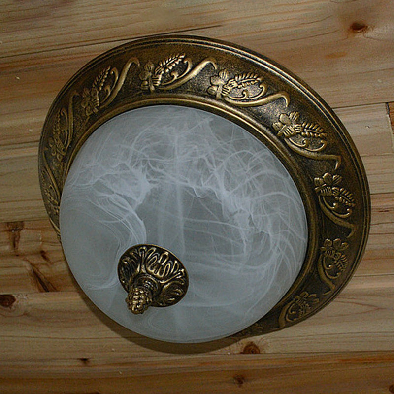 Plafonniers traditionnels à montage encastré, plafonnier simple avec abat-jour en verre