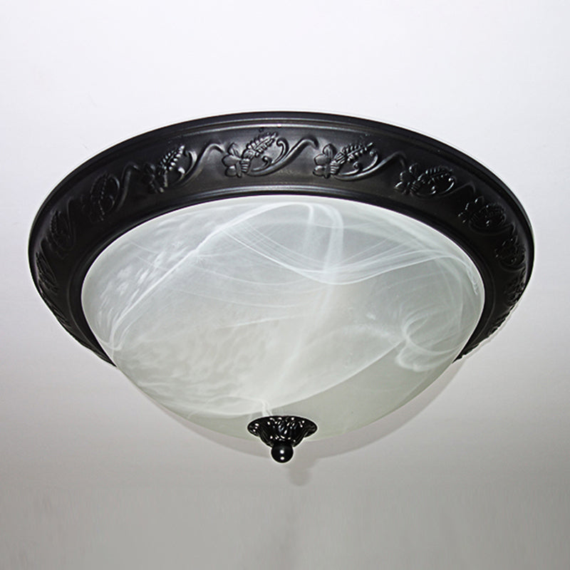 Plafonniers traditionnels à montage encastré, plafonnier simple avec abat-jour en verre