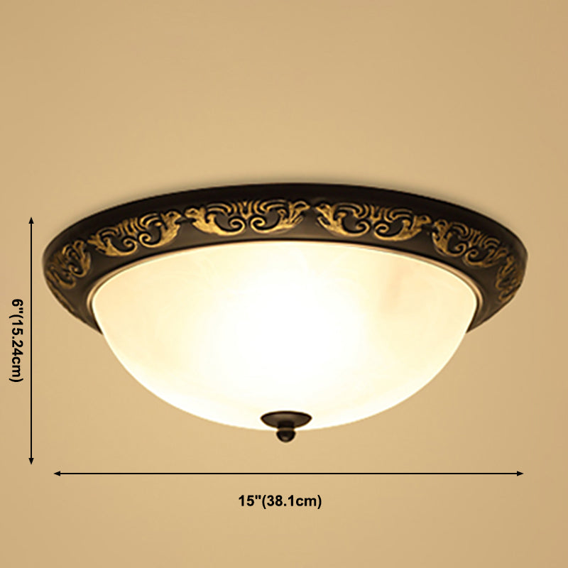 Plafonnier simple à encastrer traditionnel avec abat-jour en verre pour salon