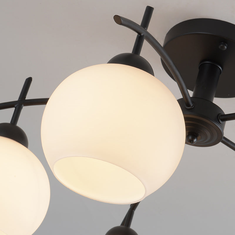 Moderne semi-inbouwlamp, eenvoudige plafondlamp met glazen kap voor salon