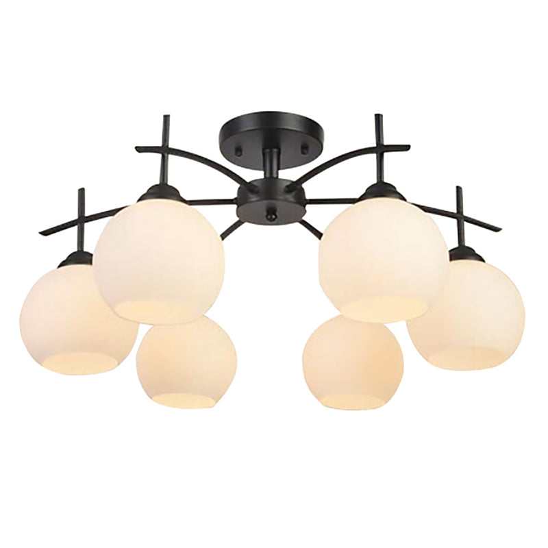 Moderne semi-inbouwlamp, eenvoudige plafondlamp met glazen kap voor salon