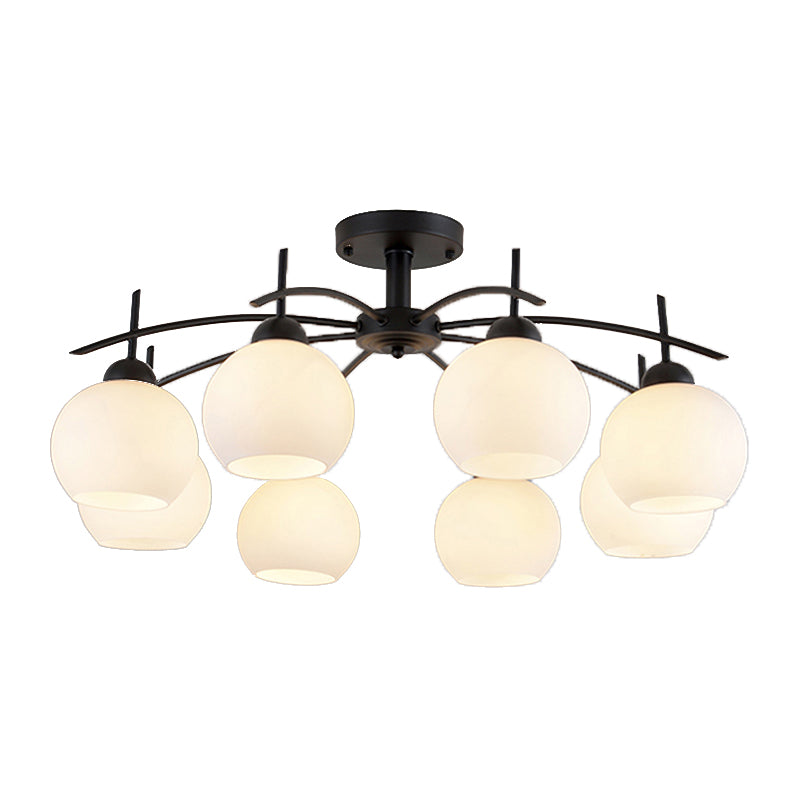Moderne semi-inbouwlamp, eenvoudige plafondlamp met glazen kap voor salon