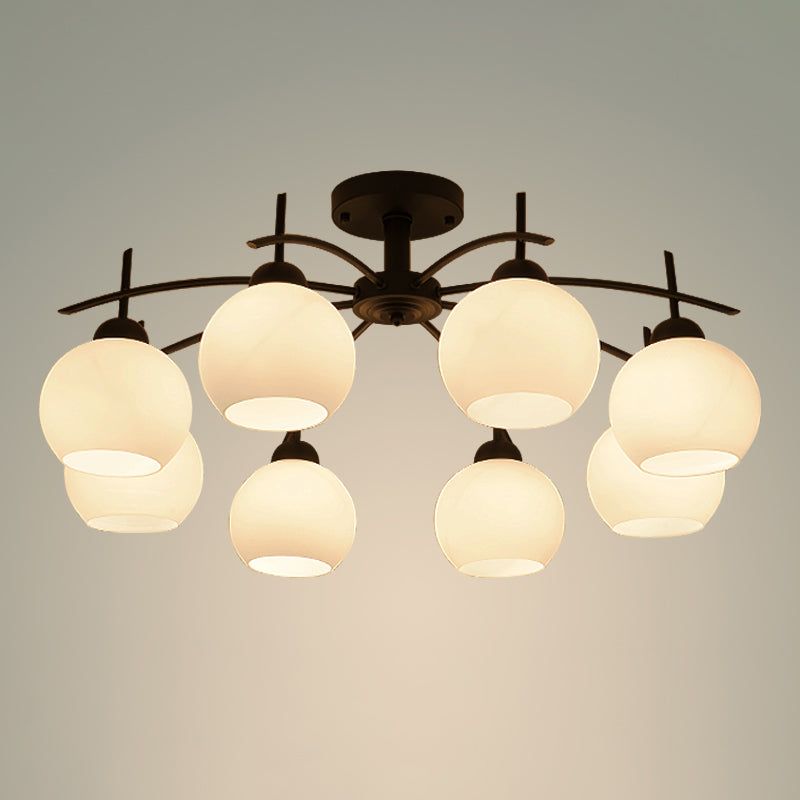 Moderne semi-inbouwlamp, eenvoudige plafondlamp met glazen kap voor salon
