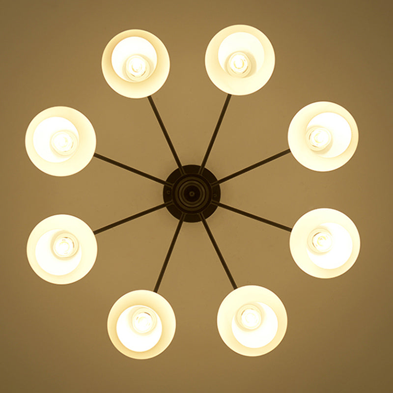Moderne semi-inbouwlamp, eenvoudige plafondlamp met glazen kap voor salon