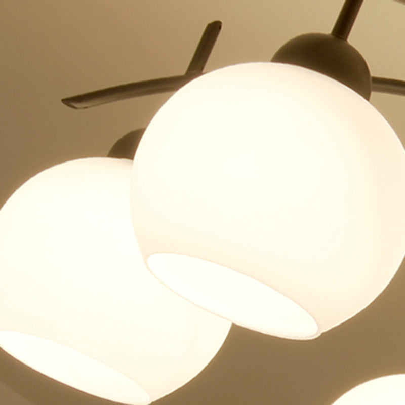 Moderne semi-inbouwlamp, eenvoudige plafondlamp met glazen kap voor salon