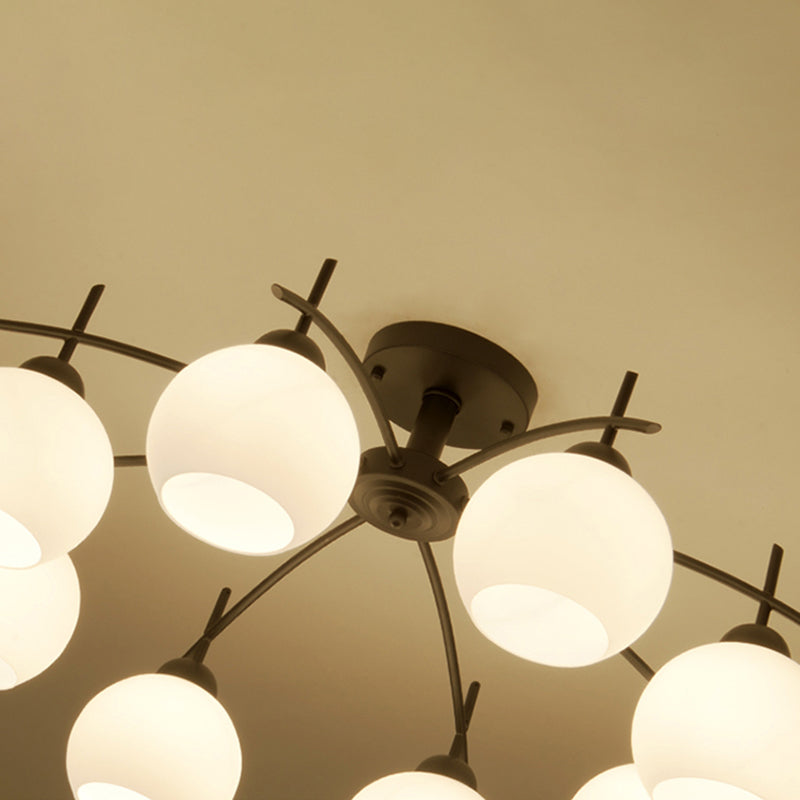 Lámpara de techo simple con luz de montaje semi empotrada moderna con pantalla de vidrio para sala de estar
