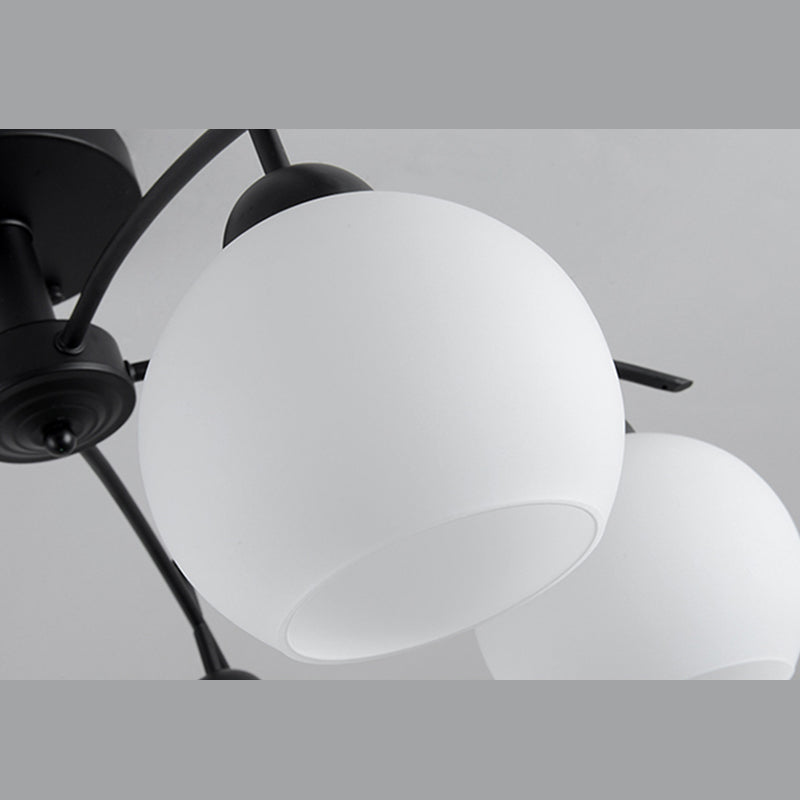 Moderne semi-inbouwlamp, eenvoudige plafondlamp met glazen kap voor salon