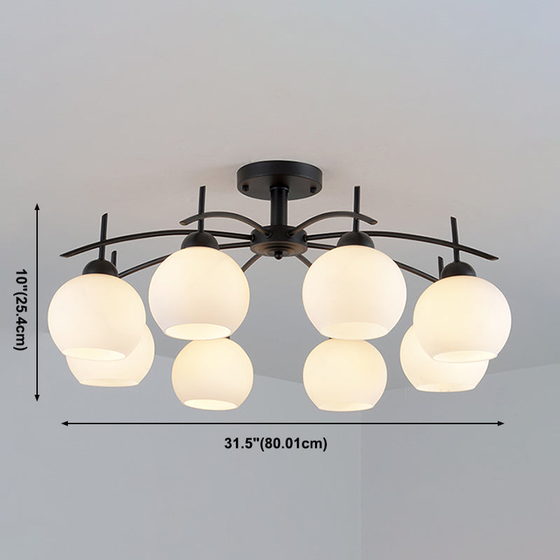 Moderne semi-inbouwlamp, eenvoudige plafondlamp met glazen kap voor salon