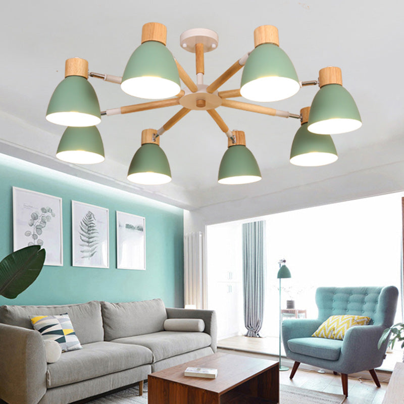 Bell Chandelier Light Fixtures Macaroon Multi-Head Hanging Lamps with Aluminum Shade