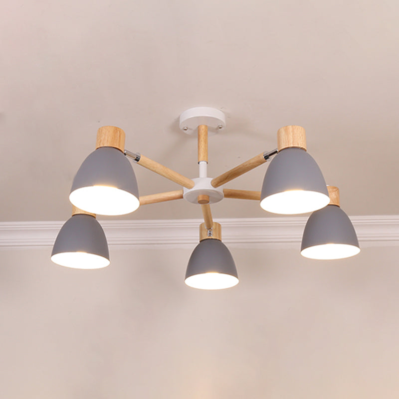 Bell Chandelier Light Fixtures Macaroon Multi-Head Hanging Lamps with Aluminum Shade