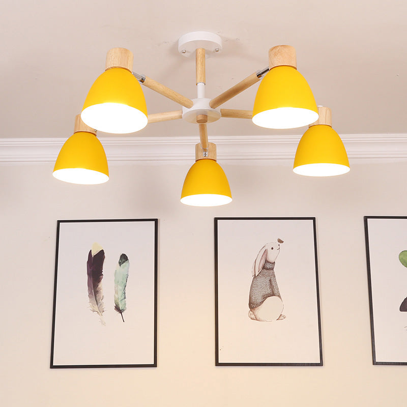 Bell Chandelier Light Fixtures Macaroon Multi-Head Hanging Lamps with Aluminum Shade