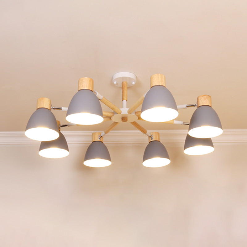 Bell Chandelier Light Fixtures Macaroon Multi-Head Hanging Lamps with Aluminum Shade