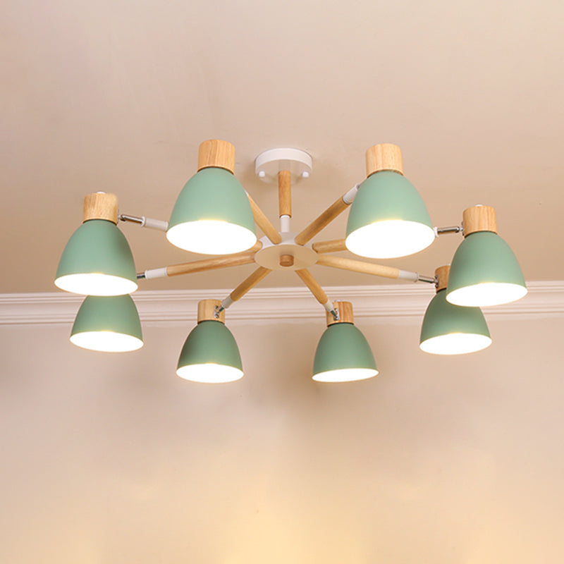 Bell Chandelier Light Fixtures Macaroon Multi-Head Hanging Lamps with Aluminum Shade