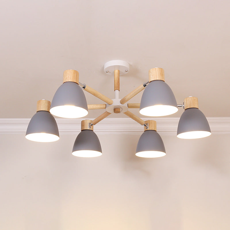 Bell Chandelier Light Fixtures Macaroon Multi-Head Hanging Lamps with Aluminum Shade