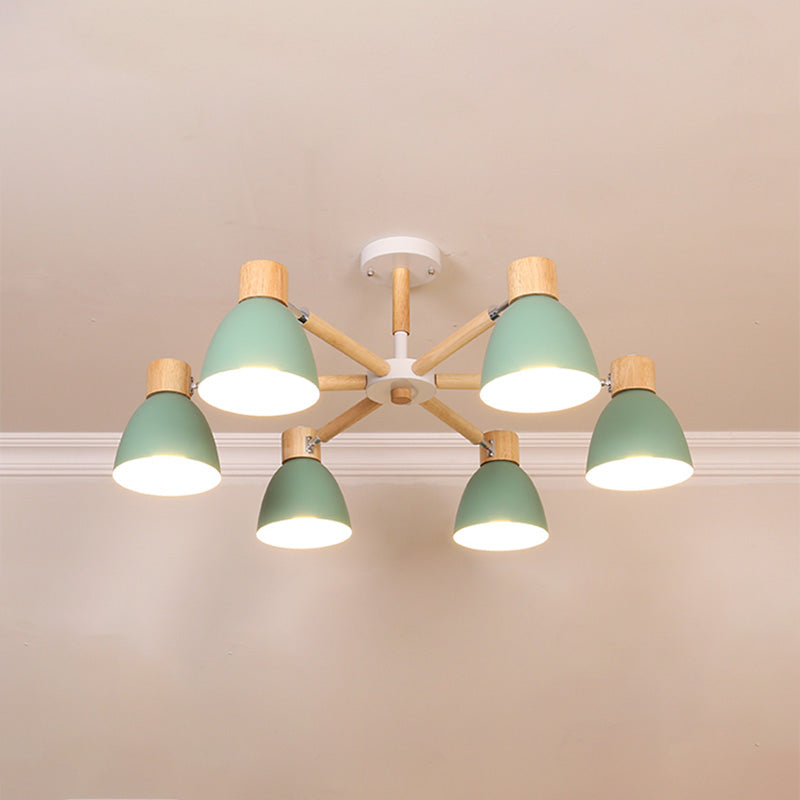 Bell Chandelier Light Fixtures Macaroon Multi-Head Hanging Lamps with Aluminum Shade