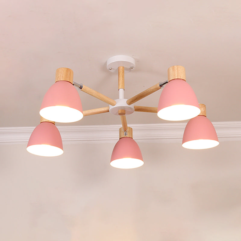 Bell Chandelier Light Fixtures Macaroon Multi-Head Hanging Lamps with Aluminum Shade