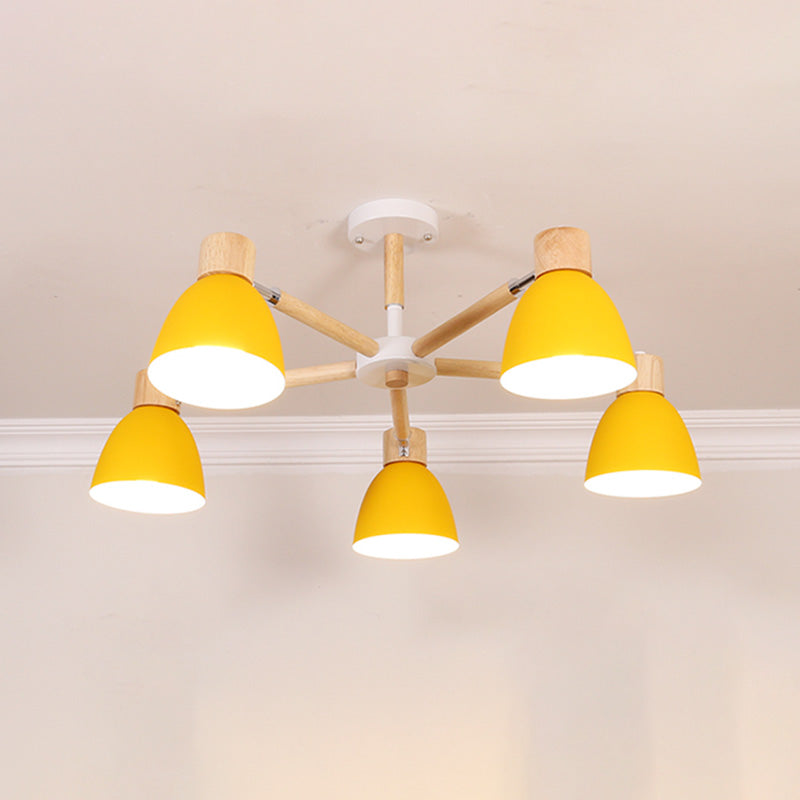 Bell Chandelier Light Fixtures Macaroon Multi-Head Hanging Lamps with Aluminum Shade