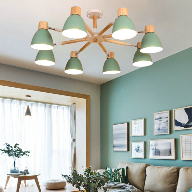 Bell Chandelier Light Fixtures Macaroon Multi-Head Hanging Lamps with Aluminum Shade