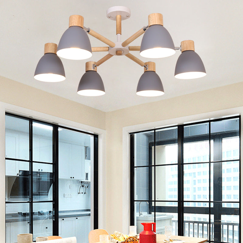 Bell Chandelier Light Fixtures Macaroon Multi-Head Hanging Lamps with Aluminum Shade