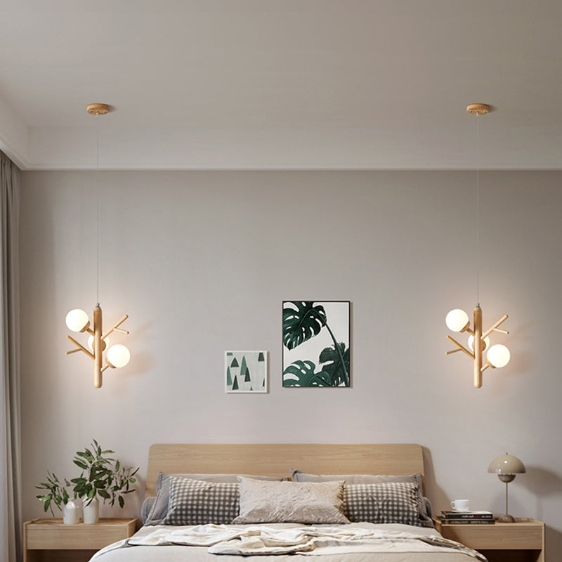 Houten kroonluchter hanglamp moderne 3-licht kroonluchter verlichtingsarmaturen voor woonkamer