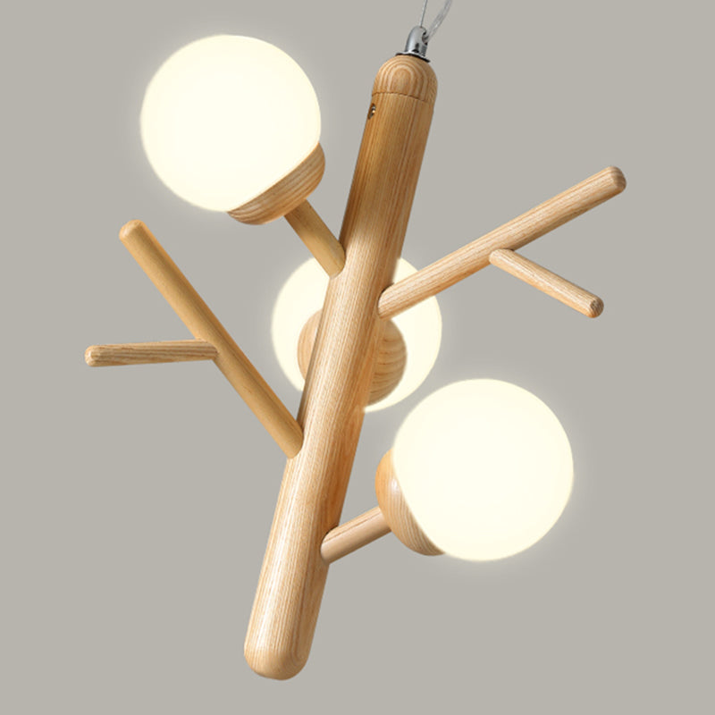 Houten kroonluchter hanglamp moderne 3-licht kroonluchter verlichtingsarmaturen voor woonkamer