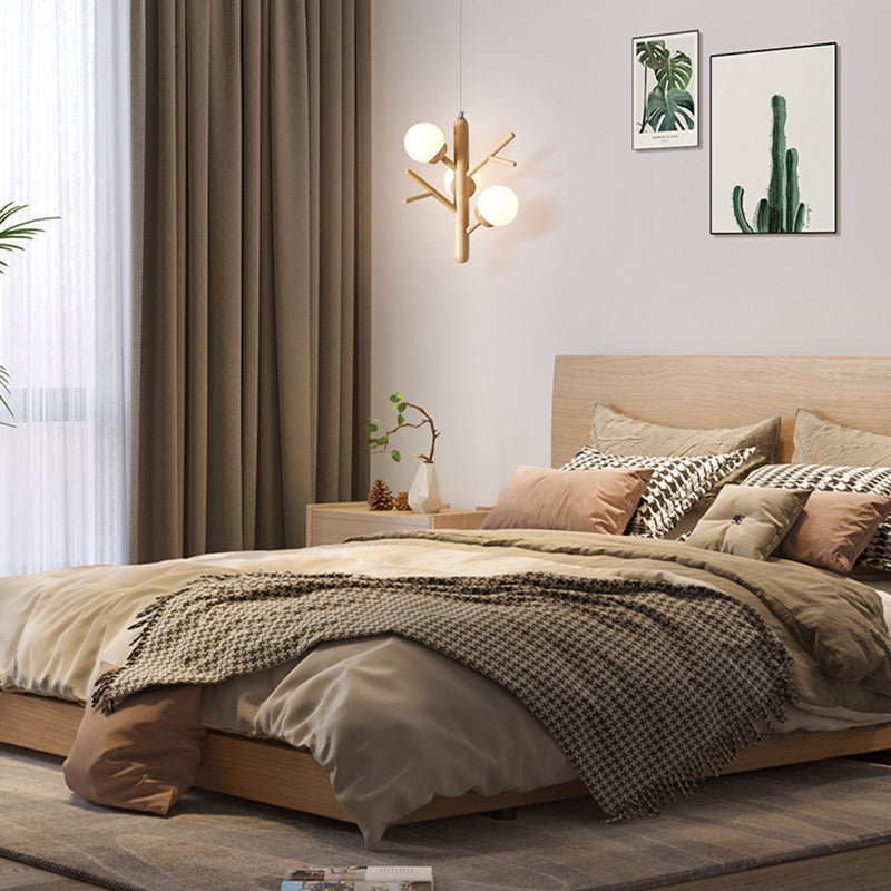 Houten kroonluchter hanglamp moderne 3-licht kroonluchter verlichtingsarmaturen voor woonkamer