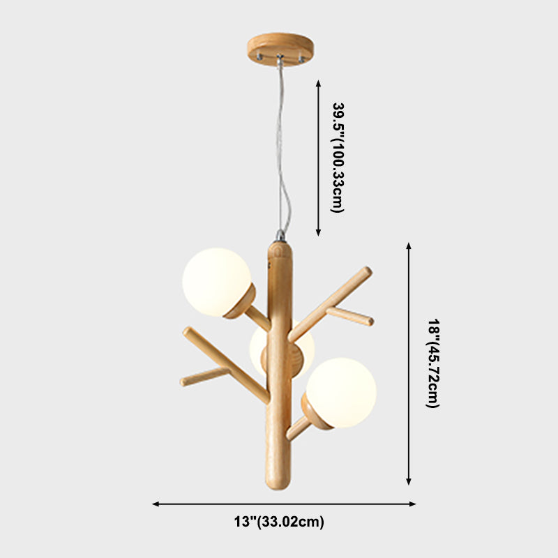 Houten kroonluchter hanglamp moderne 3-licht kroonluchter verlichtingsarmaturen voor woonkamer